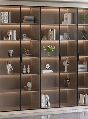 3l书璃柜一体到顶新中式柜书柜轻奢酒墙带玻AL102099门展示柜整现