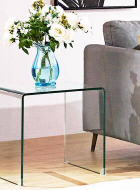 客小厅鲸玻璃几沙发边几扫地机器人正方形茶几72973床角头柜云伴