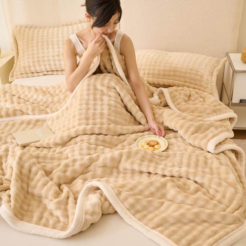 新款冬加绒撸猫绒单层毛DKA毯用床品发盖家毯柔软保暖办睡公室沙