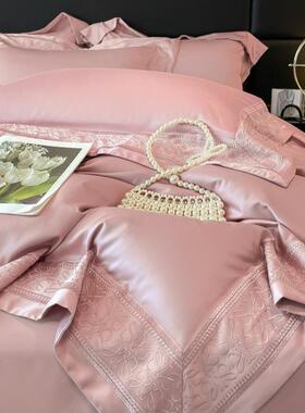 奢2极简高端10支纯棉长绒棉奢绣花四件套MRQ享轻风高端刺绣床上用