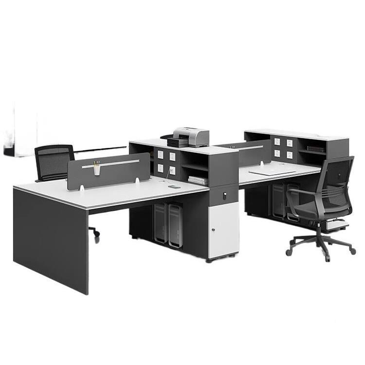 简约QET现卡代职员务办公桌椅组合4双6人位办公座室员工财电脑桌