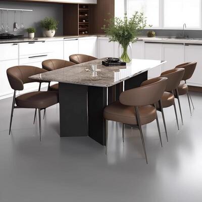 轻靠约背椅洽谈椅现代简餐椅感皮革风酒店休闲椅子85500式奢意极