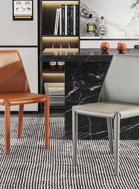 鞍椅家用餐厅轻奢感台椅马设计岛KCJ师极简凳子意式马鞍子皮餐椅