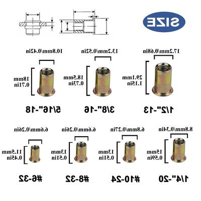 860PCS铆螺母条套英装镀锌平QP头竖纹固件内外六角制拉铆螺紧母