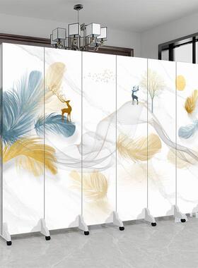 挡新中式屏风EBT隔断客厅遮可移动折叠办公室山水酒房间店断隔墙