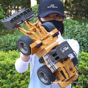 无线遥控推土机铲车玩具车男孩合金电动汽车模型儿童工程车挖掘机