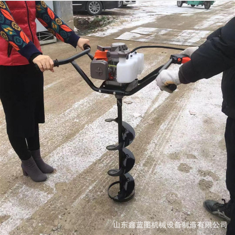 单人手提汽油打坑机东北种树钻冰打窝机山地丘陵大马力钻地机厂家
