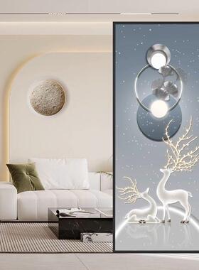 现代简ZUR约轻奢术玻璃屏隔断半客厅遮风墙挡入艺户玄关进门卧室