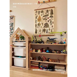 儿童玩具收纳柜实木落地二合一玩具架家用客厅组合书架宝宝绘本架