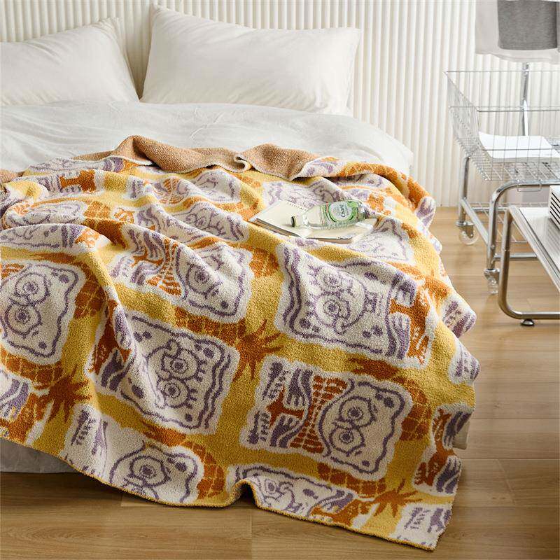 瑞景纺卡通厅绵宝宝系列针织PSA毛毯秋冬A类半边绒儿童房海客织盖