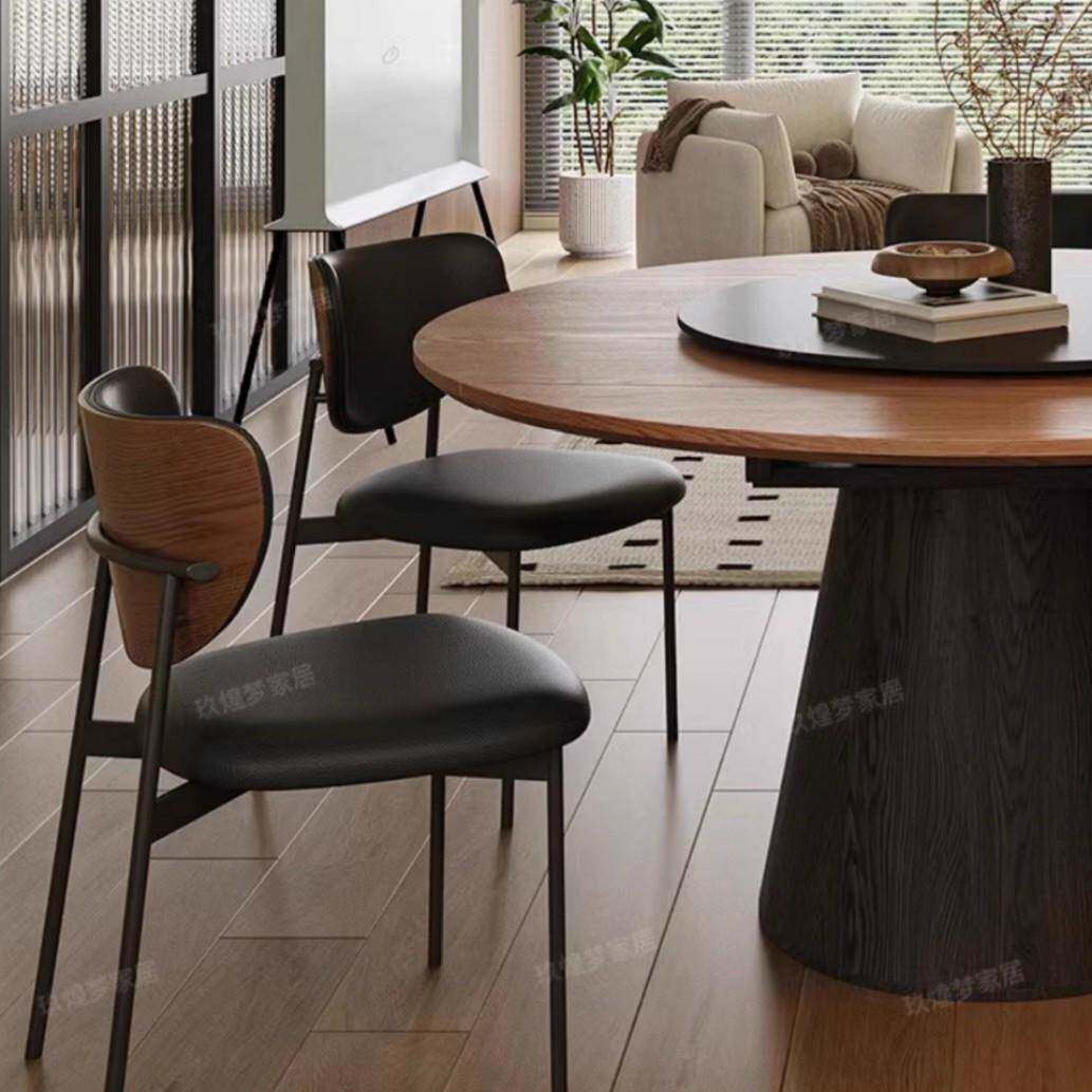 复古实木餐桌椅简约家用饭桌中古风伸缩折叠原木圆形桌子2026新款