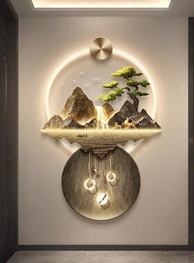 轻入户玄关装饰画画HY63419-新中式流水生财山道水灯高档走奢廊过