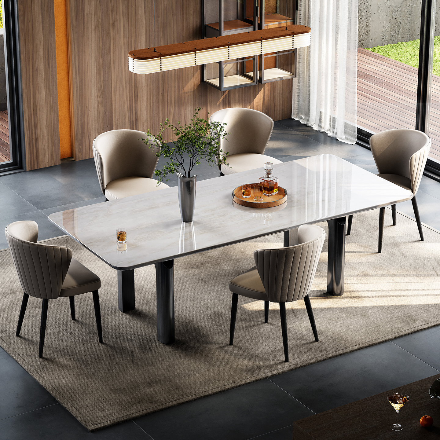 宇人天然皇家冰玉奢石餐桌长方形