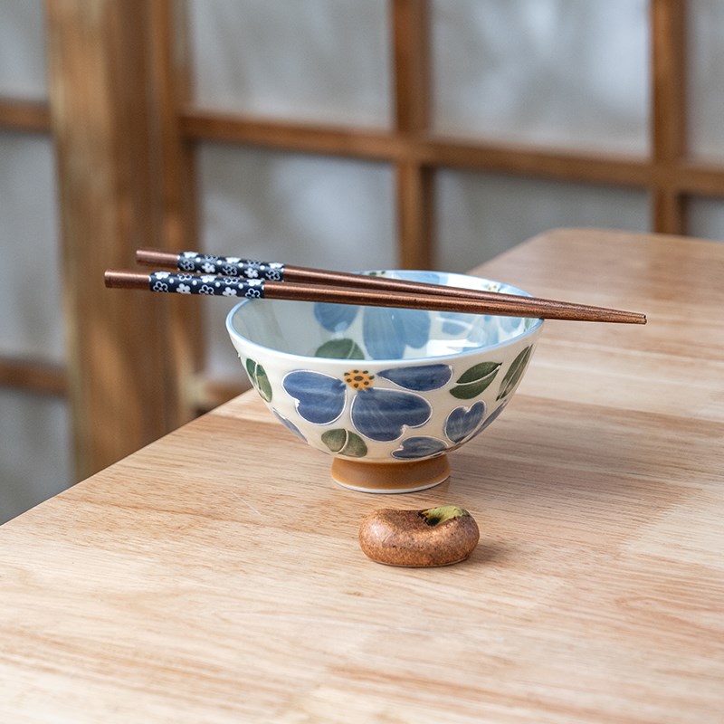 美浓烧日式浮雕釉下彩家用陶瓷碗绚烂樱花汤碗饭碗餐具套装
