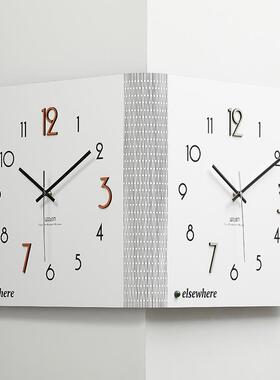 woom屋准双面z转角意挂钟2025新o款家用客厅拐角简约风ZNN创时钟