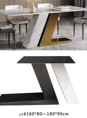 不锈CIB钢桌岩板理石餐桌铁艺底腿支架实大木茶几座碳素钢桌脚