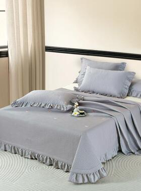 韩版公主风夹棉盖单件202VJO床5款加厚花边单人床榻榻米炕盖三件