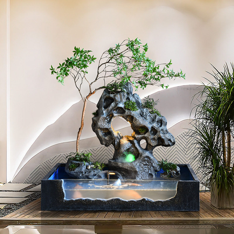 中式仿真太湖石假山流水喷泉
