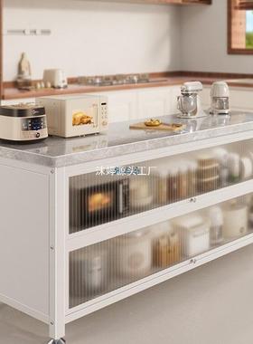厨房置边物架岩板地多层ZPI收纳微波落橱炉多功能餐储物柜子客厅