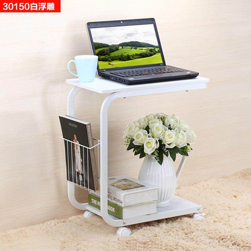 迷你客现厅床简头可移动沙发小桌子角几边几边懒LJT人茶几带桌轮