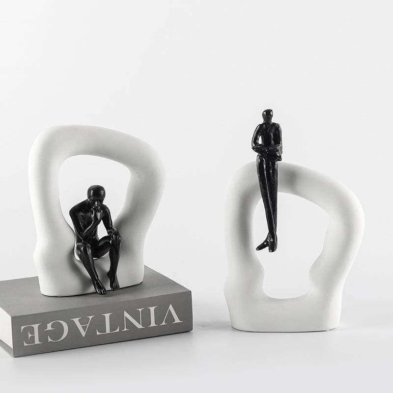 抽摆象术坐姿人物雕塑艺件创意样玄板房展厅卧室客厅书房关装415