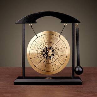 合金风铃摆件双龙百寿锣家居饰品装饰工艺品办公桌摆设铜锣