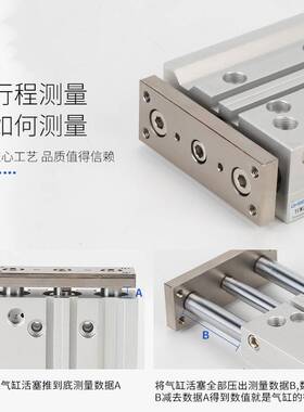 亚德客型气缸TCM50X10/20/25/30/40/50/75/100薄型带导杆三杆气缸