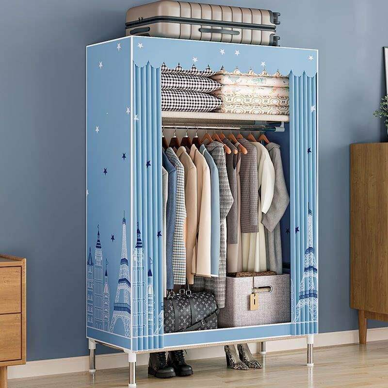 布钢衣家柜卧室简易组装见详情单人出租屋房用收纳衣橱管用加粗加