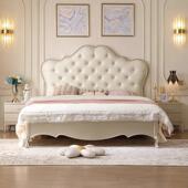 美式 大床轻床奢M主卧活力春 实木床黑1色床.8双人现代简约复古法式