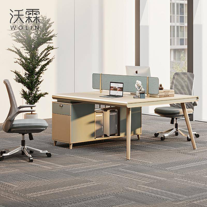 职员约公桌椅组合简LMS现代三人位办公子桌办办公室财务室屏风办