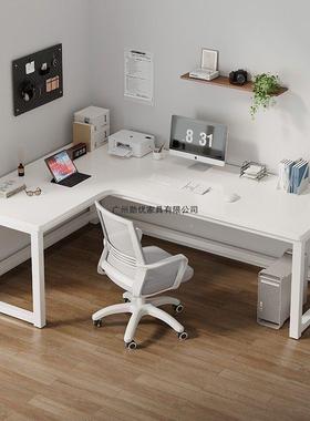 转角XOV实木电脑桌桌家书架台式双书人一体室竞桌用卧拐角桌子办