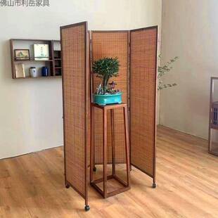 推拉985屏风隔客厅卧易滑轮玄关日式复古简可移动断折叠房间室遮