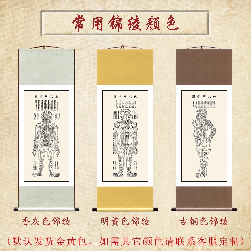 中医养生馆装饰画经络经脉穴位图正人伏人侧人脏腑明堂图高清卷轴