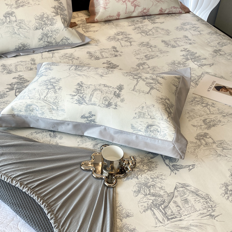 高端夏季1.8m床笠款冰丝席三件套素描简约风凉感可机洗空调席软席