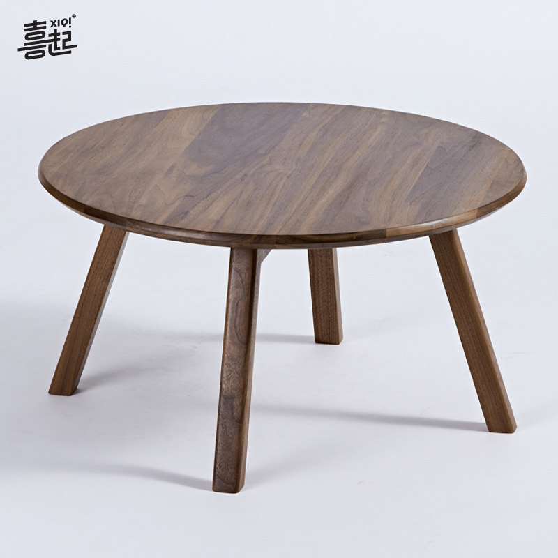 喜起胡桃木实木小圆桌 咖啡桌小茶几 木质小桌子 坑几坑桌边几