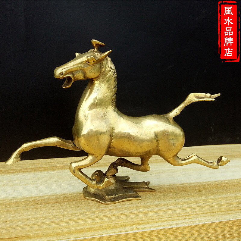 黄铜马玄关摆件 生肖马铜马踏飞燕摆饰 家居办公室招财马开业礼品