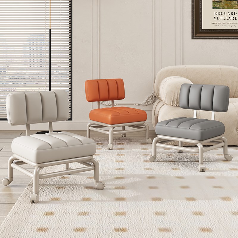 家用靠背小矮凳子客厅沙发凳儿童小板凳美甲万向轮小矮凳矮凳滑轮