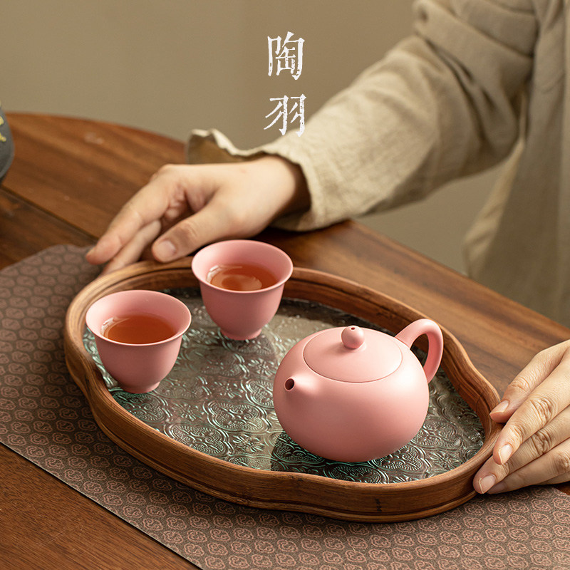 紫砂手工西施壶家用高端泡茶壶陶瓷功夫茶具礼品套装粉色女士专用