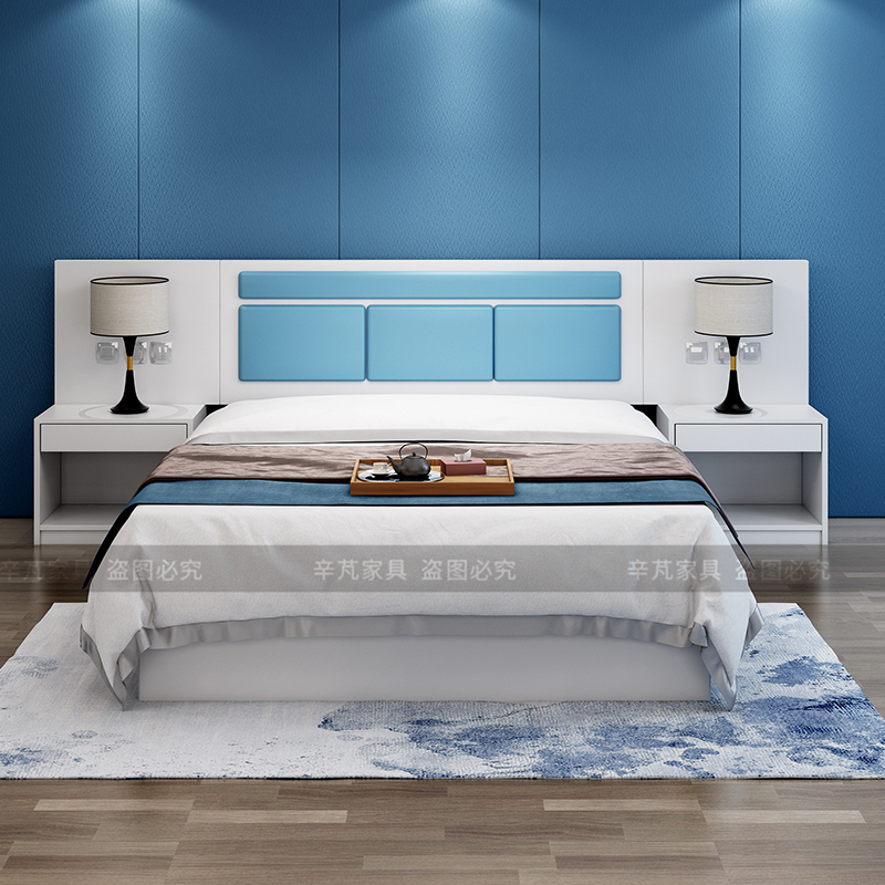 宾馆家具床客房床公寓酒店床简约现代酒店单人大床标间床全定制