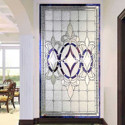 新款镶嵌教堂艺术玻璃蒂凡尼屏风简约现代风格门窗隔断玄关