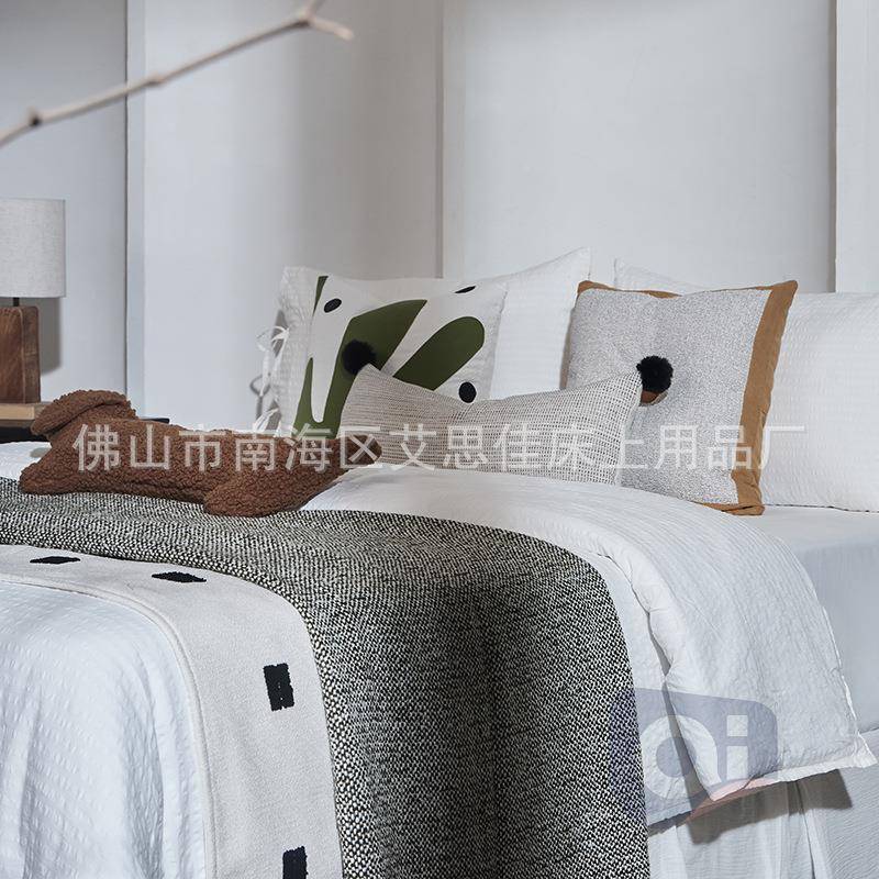 现代简约组EZF板儿童房间绿色系床品多件套酒店民宿沙样发抱枕搭