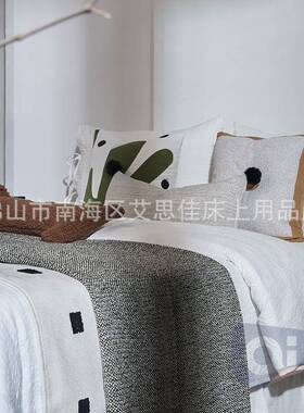 现代简约组EZF板儿童房间绿色系床品多件套酒店民宿沙样发抱枕搭