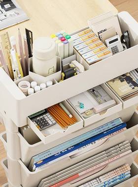 可动带轮桌收纳置物架多用书架移边书HVC桌边旁学生侧学习桌面小