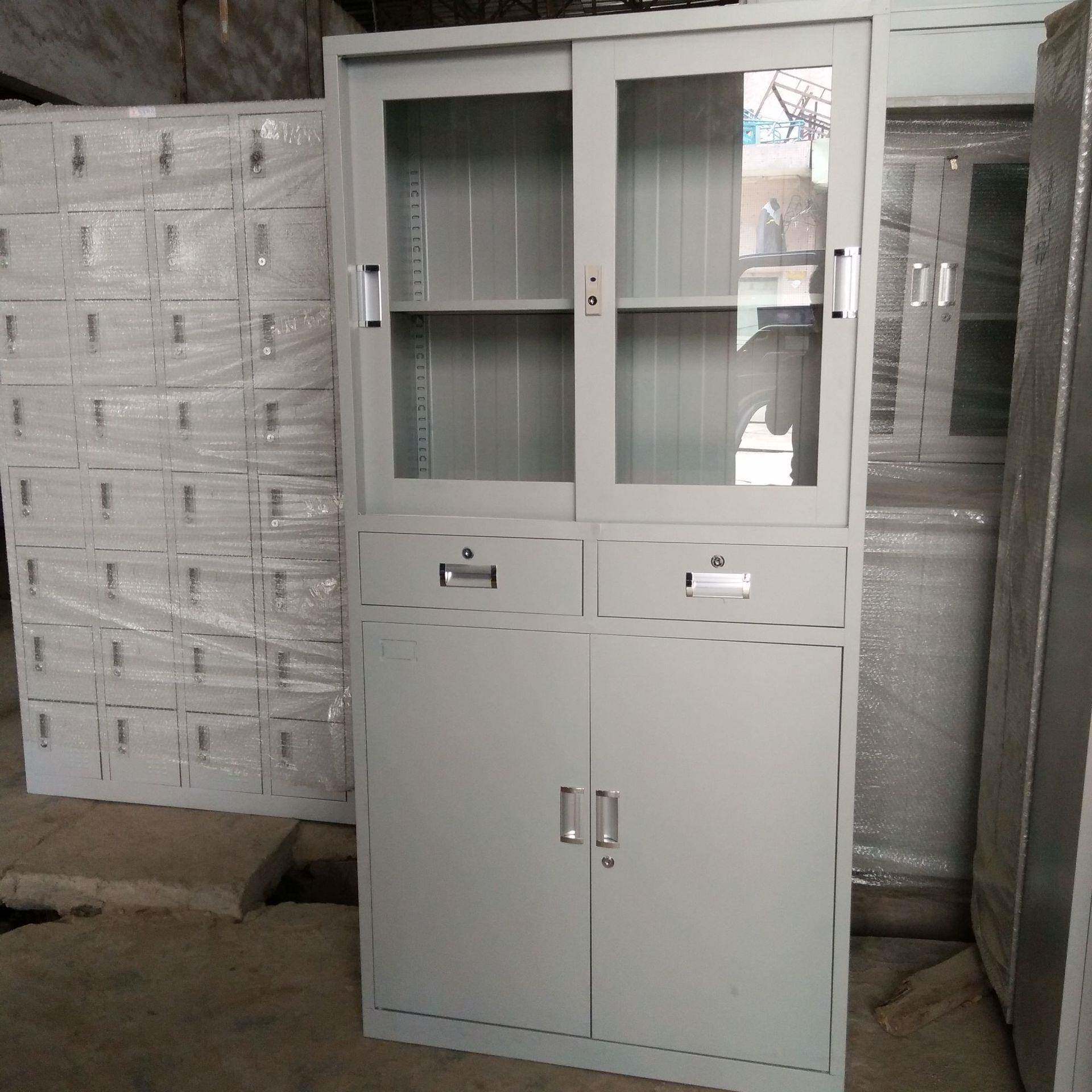 珠海文资件办公室铁皮料柜财柜凭HAP证更衣储物务档案柜带锁多门