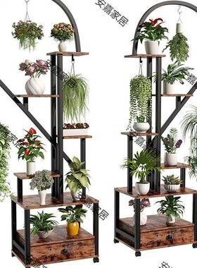 植厅地家用花架多层室内阳43598台铁艺物架客厅落月牙形可移客动