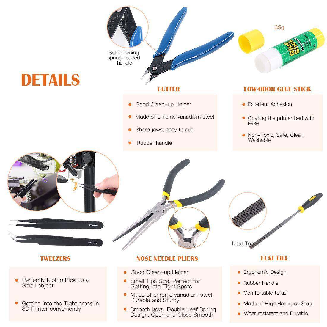 3d打印机配件工具套装多用途40件模型移除修边工具套装