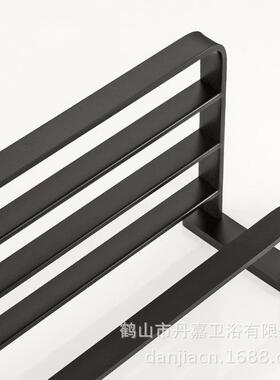 浴室毛巾架售黑色实烤漆心金直双属浴巾架304不锈EEU钢层D9001H