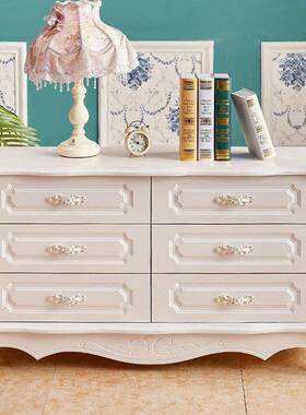 欧组式五斗白色雕FYY花客厅装收纳储物柜卧室五斗简约橱现代抽屉