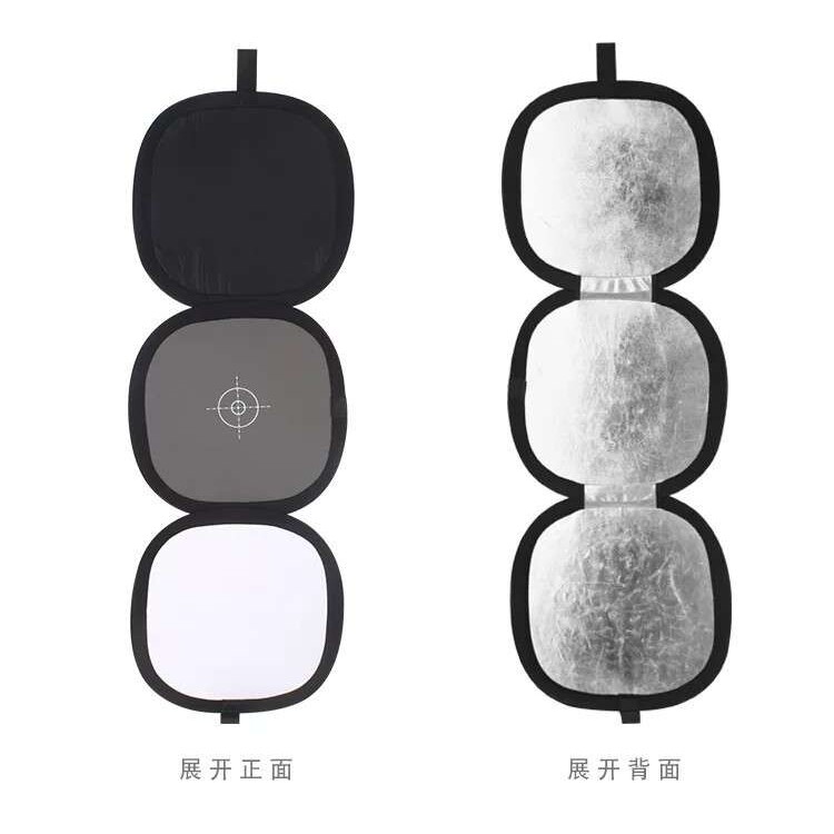 摄影多用途便携三合一18%灰板灰卡三联版白平衡黑白卡对焦板柔屏