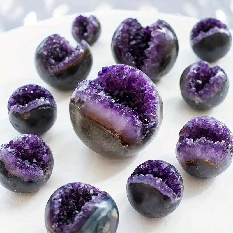 紫水晶开口笑天然紫晶簇水晶洞紫晶镇晶洞开口笑钱袋子水晶聚宝盆